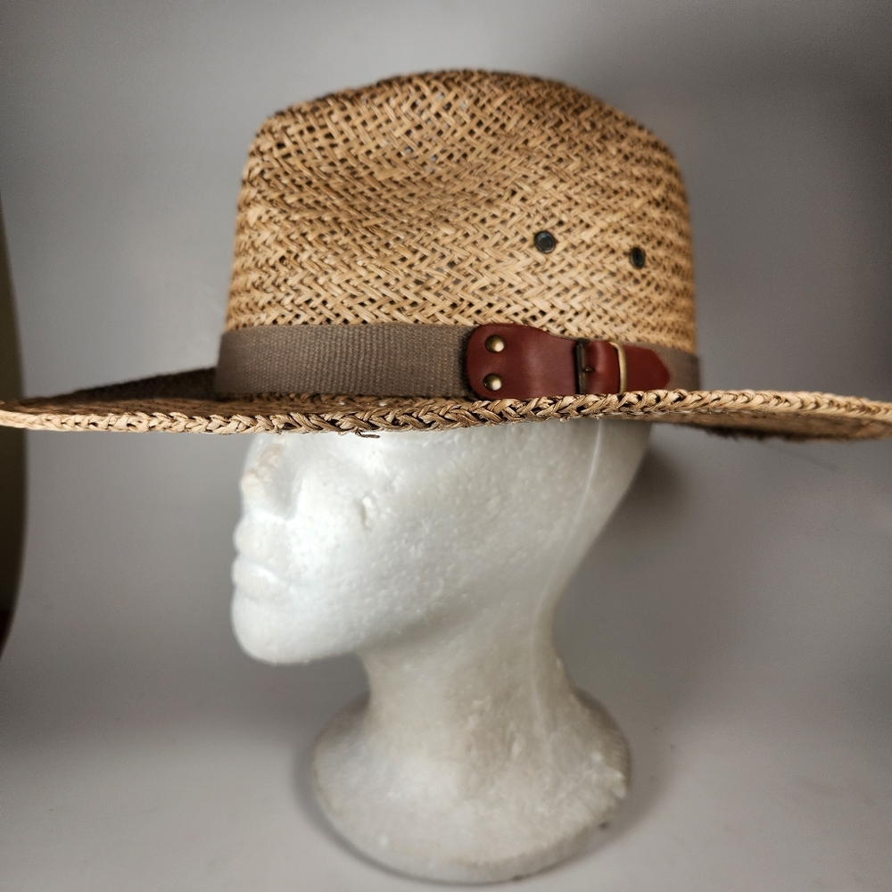 PENDLETON Men's Hat Medium Straw Made USA Fedora Wide Brim Outdoor Western - Picture 10 of 10